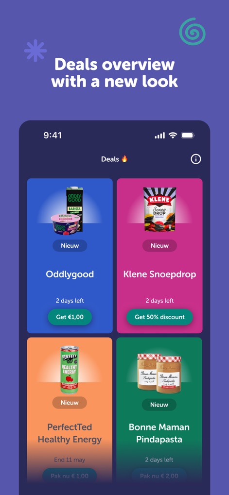 Tikkie - Users can explore a dynamic grid showcasing various cashback promotions, each clearly detailing the product image and the available discount or monetary return.