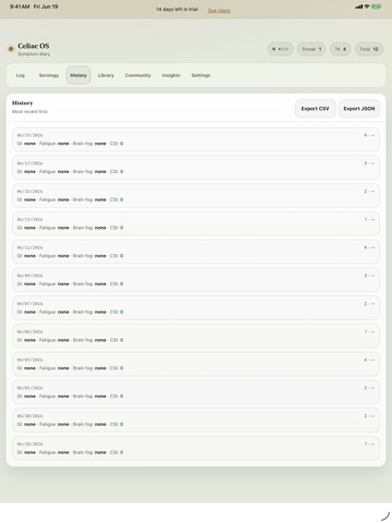 Celiac & Gluten Tracker iPad screenshot