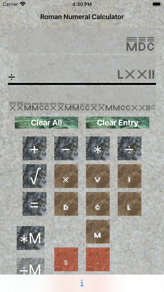 #2. Roman Numeral Calculator (iOS) 由: Anthony Caggiano