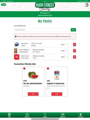 Main Street Grocery iPad screenshot