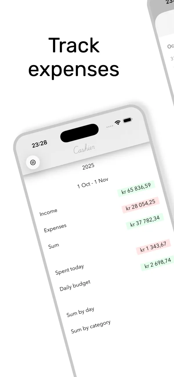 #1. Cashier - minimal budget app (iOS) By: Erlend Madsen