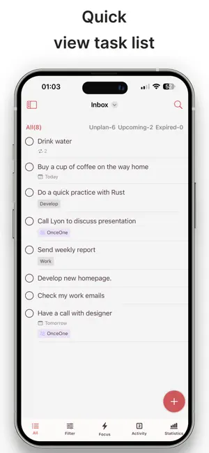 OnceOne - Grouping To-Do tasks screenshot 1