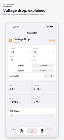 Panelos Electrician Tools iPhone screenshot
