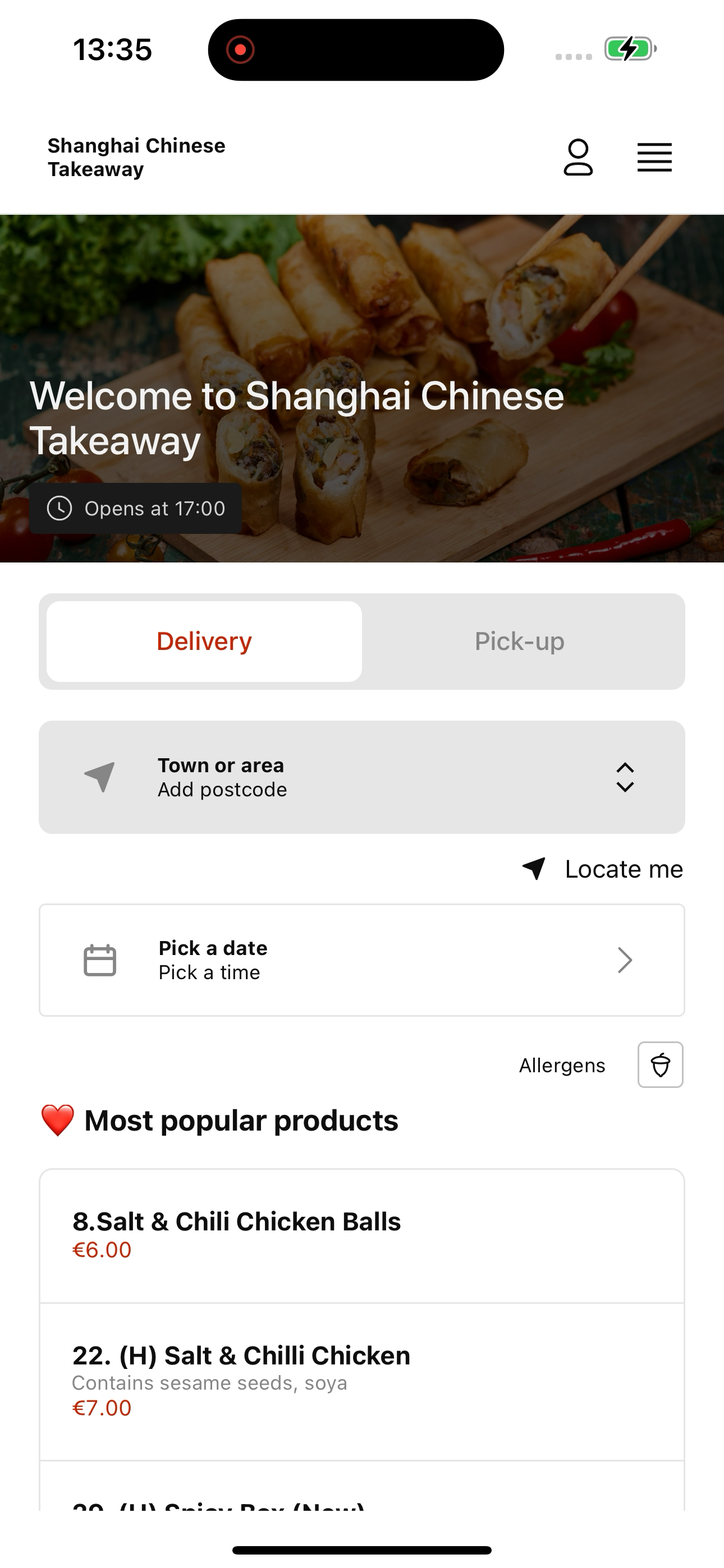 Shanghai Chinese Takeaway IE screenshot 5