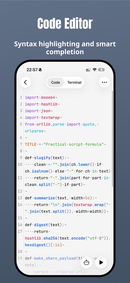 #2. PythonIDE: Python Code Editor (iOS) De: 文禄 张
