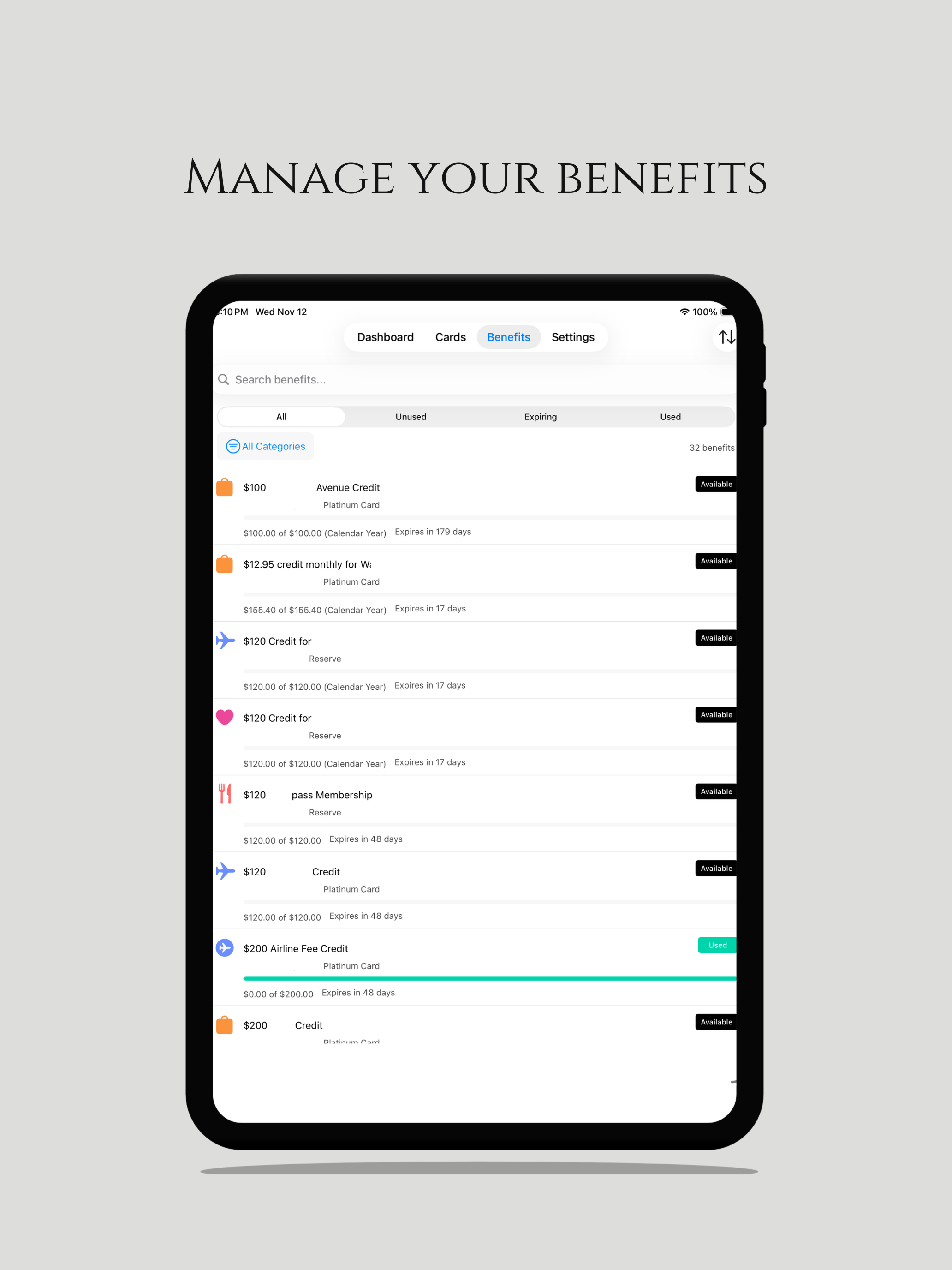 BenefitBuddy for Credit Cards