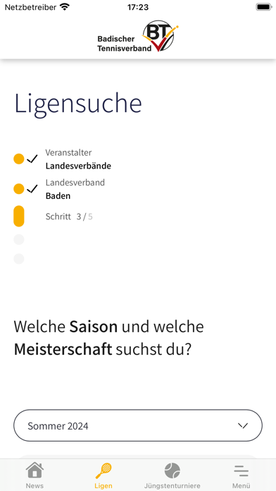 Badischer Tennisverband Screenshot