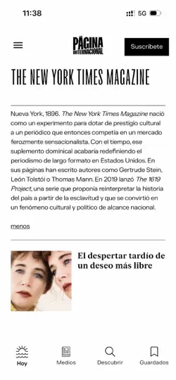 Captura de pantalla de Página Internacional en iPhone 1