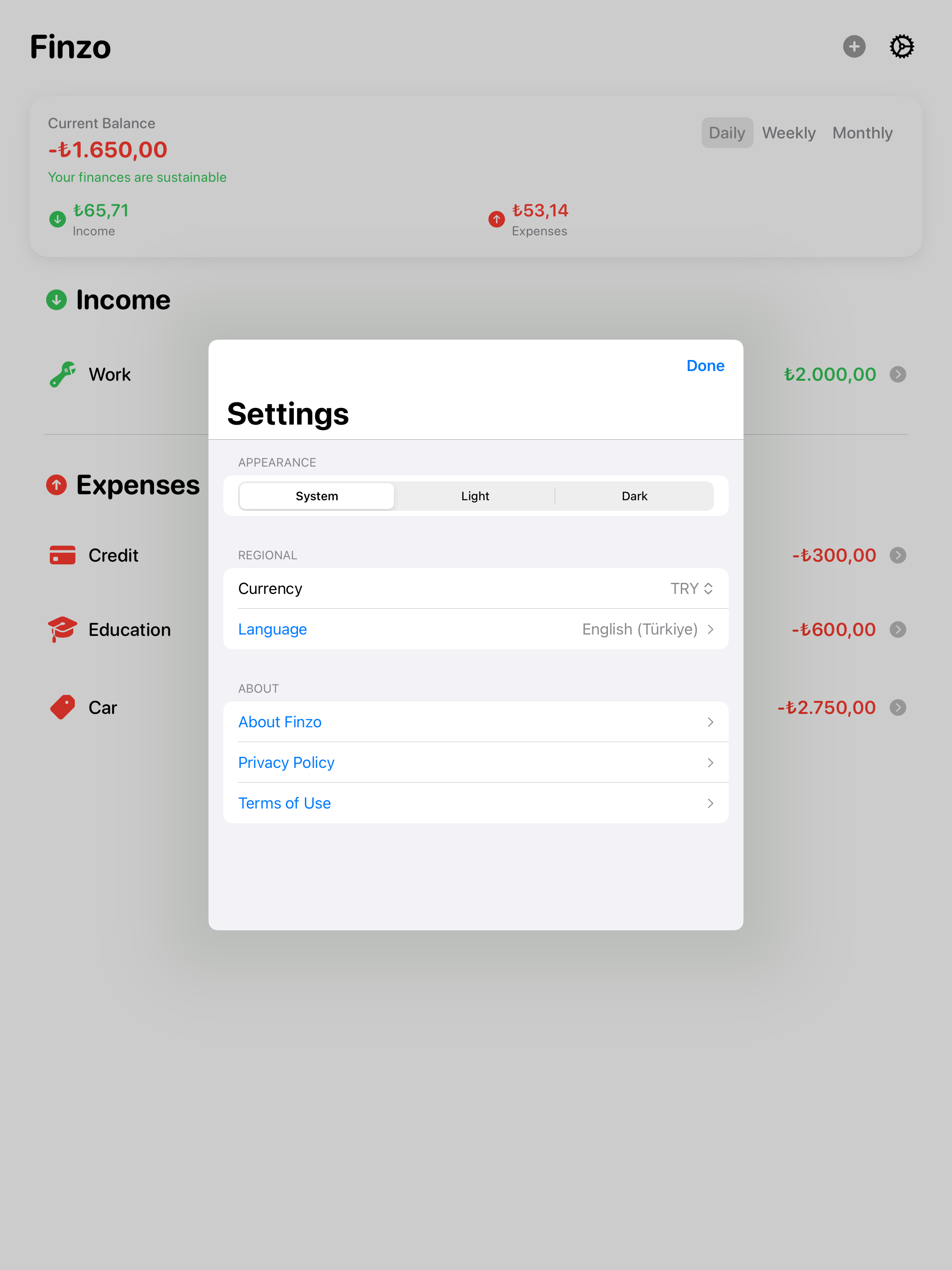 Finzo - Finance Tracker