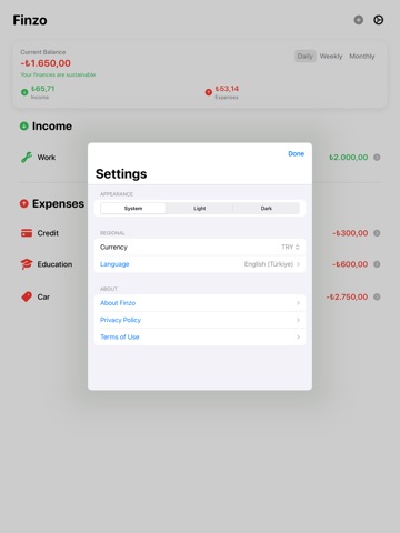 Finzo - Finance Tracker iPad screenshot