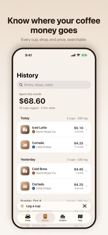 Crema: Caffeine & Cup Log Screenshot 3 of 6
