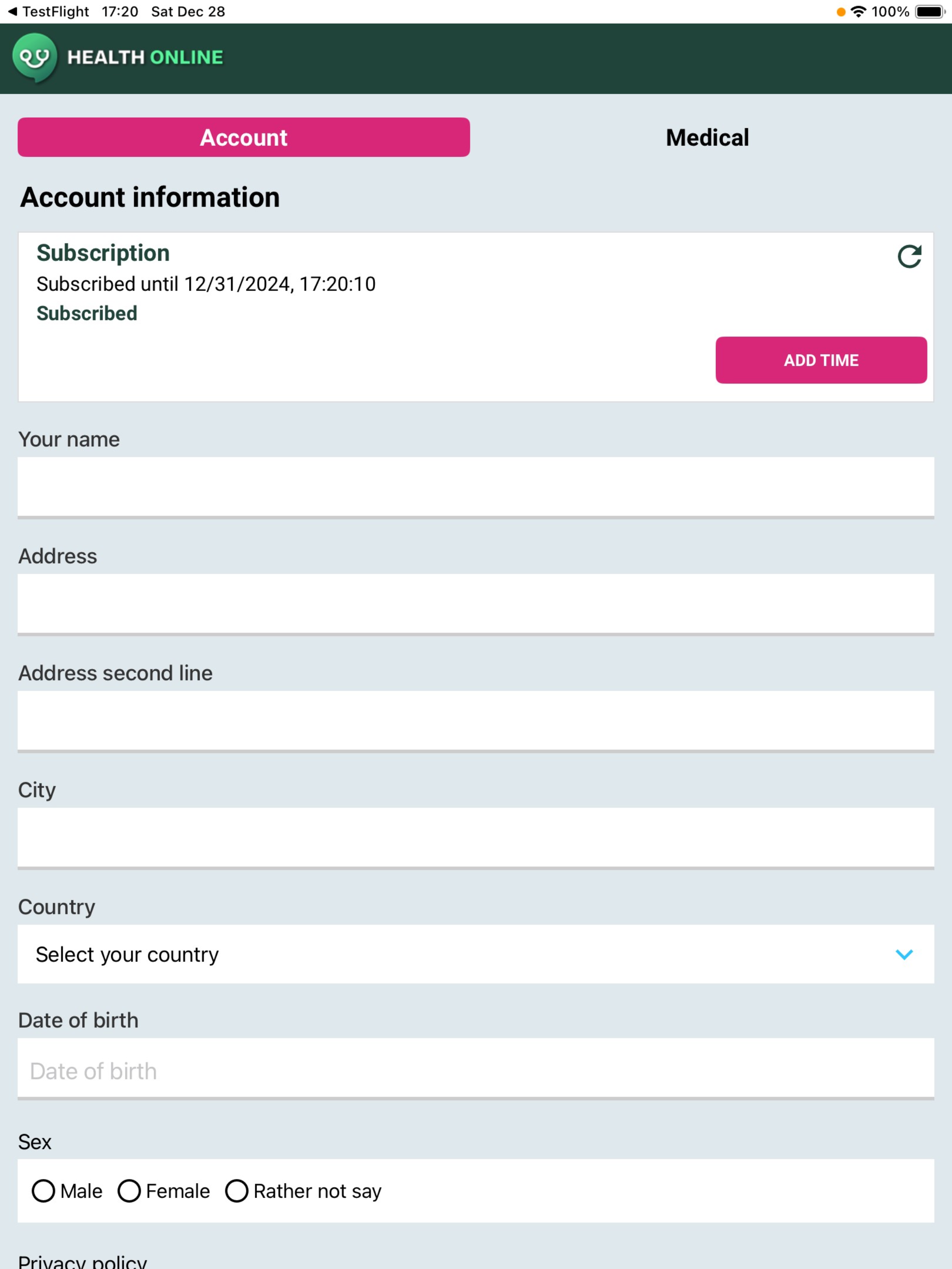 Health Online App