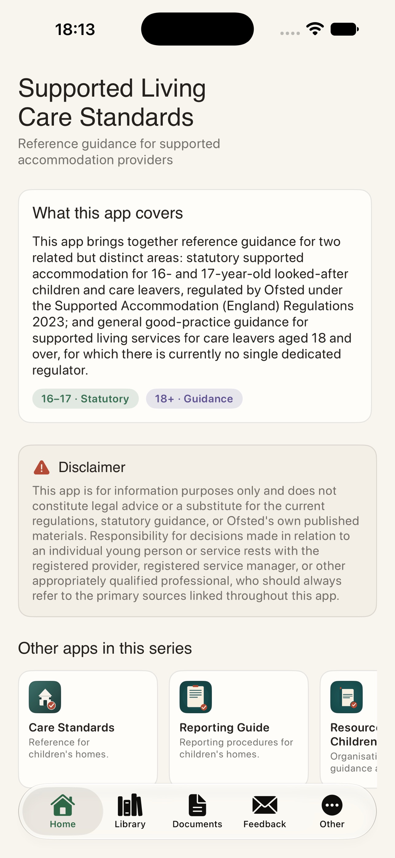 Screenshot 1 of Supported Living Care Standard