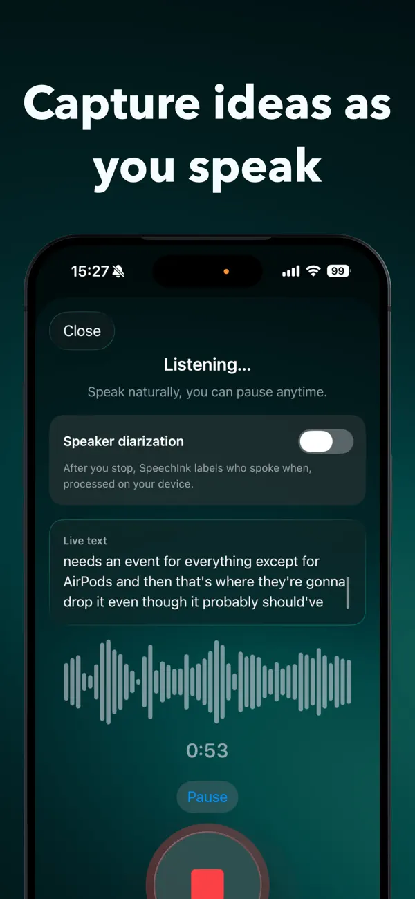 Screenshot #2 pour SpeechInk: Voice to Text Notes