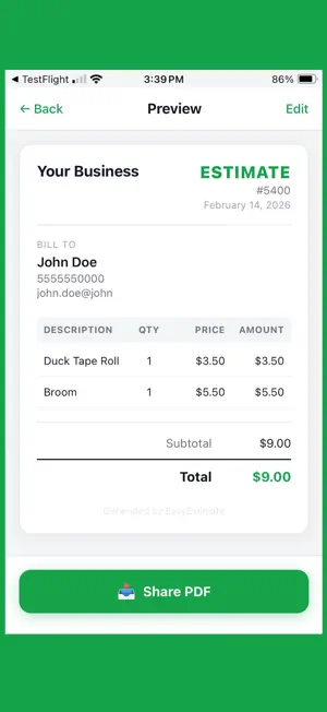EasyEstimate: Fast Quotes! screenshot 1