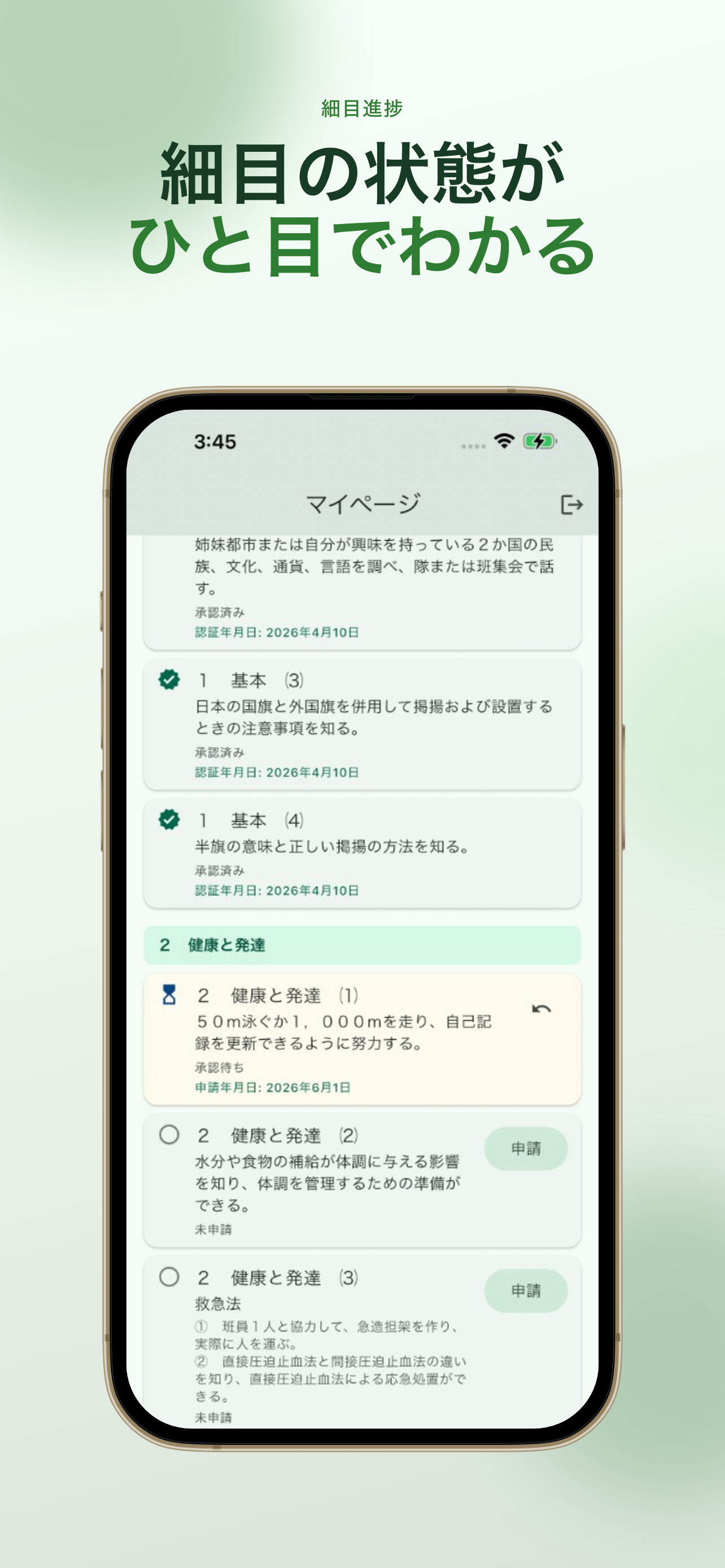 スカウト進級管理