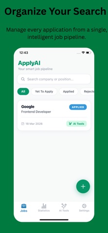 ApplyAI: Job Tracker & Resume Screenshot 1 of 10