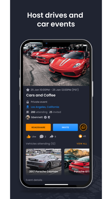 RoadStr - Car Routes & Events Screenshot