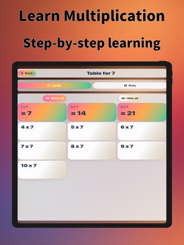 Multiplication Tables Master iPad screenshot