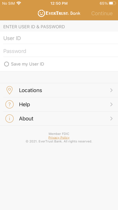 EverTrust Bank Mobile Banking Screenshot
