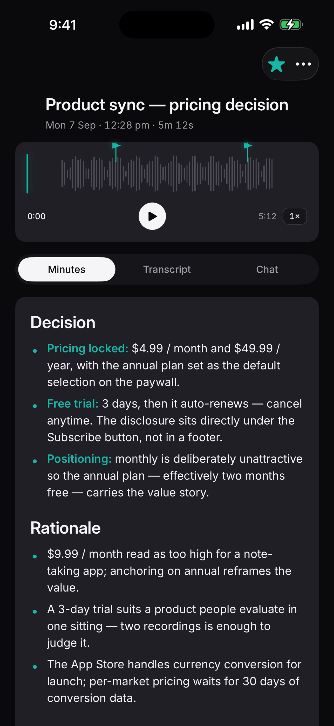 Screenshot 1 of Hum: Voice Notes
