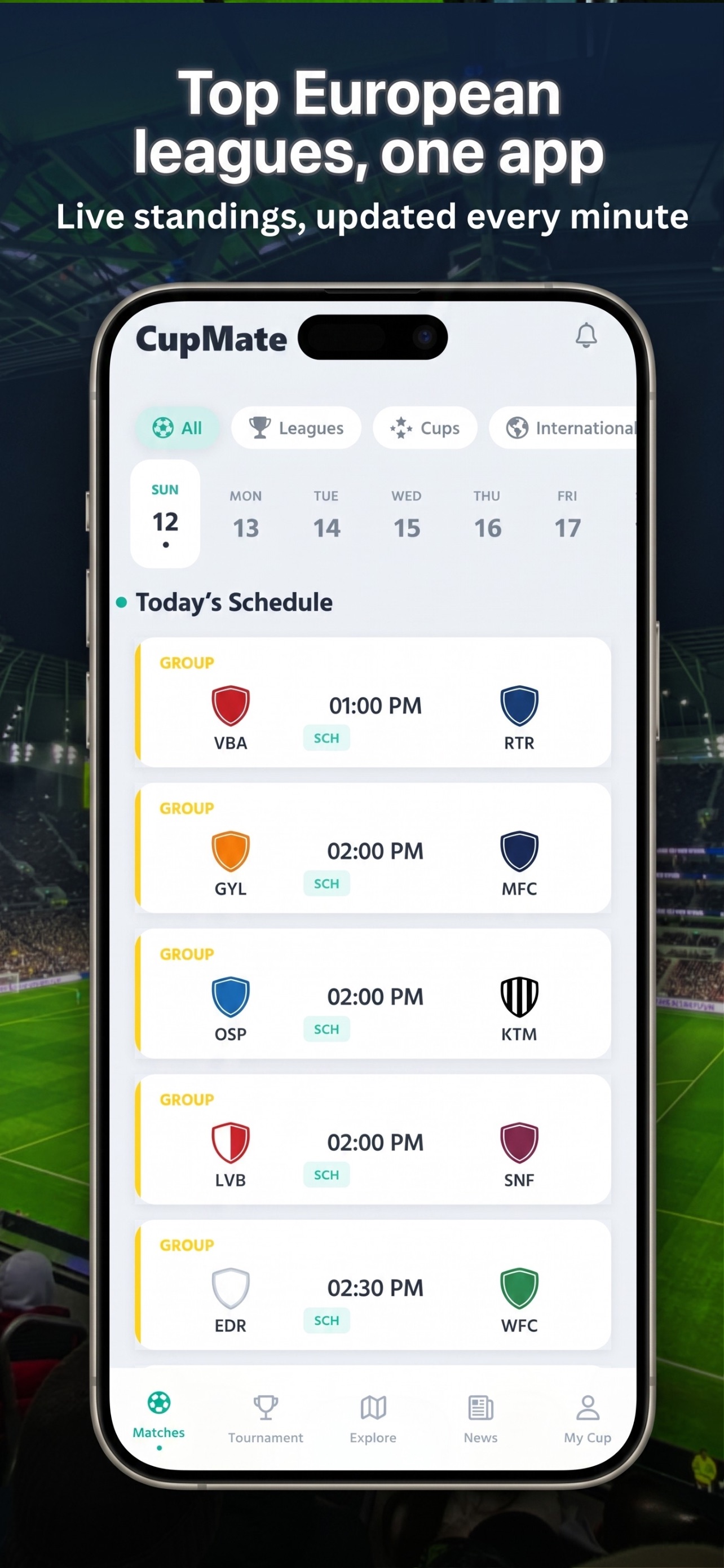 Screenshot 1 of CupMate Live Football Scores