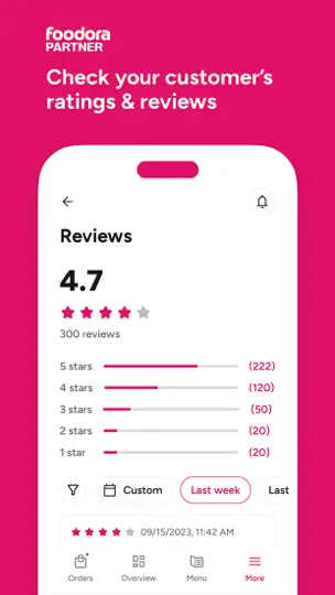 Captura de pantalla de Foodora Partner en iPhone 6