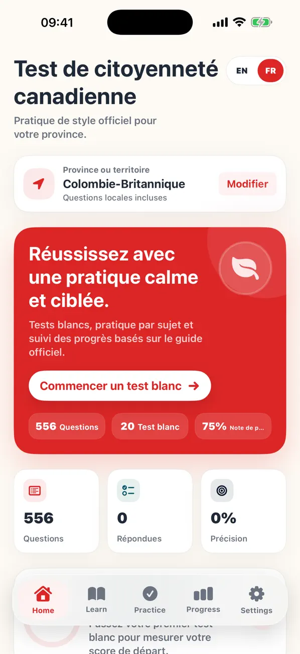 Screenshot #1 pour Prépa citoyenneté canadienne