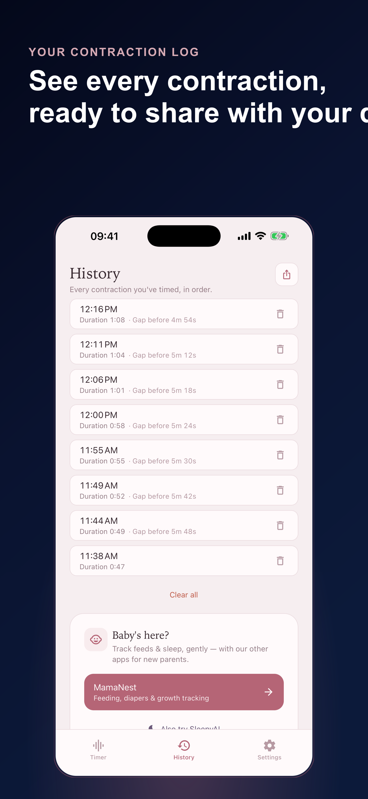 Contraction Timer: MamaPulse screenshot 2