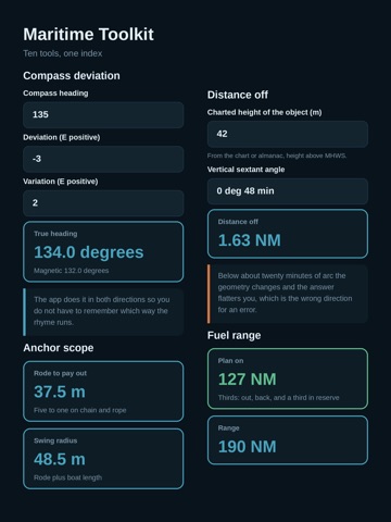 Maritime Toolkit iPad screenshot
