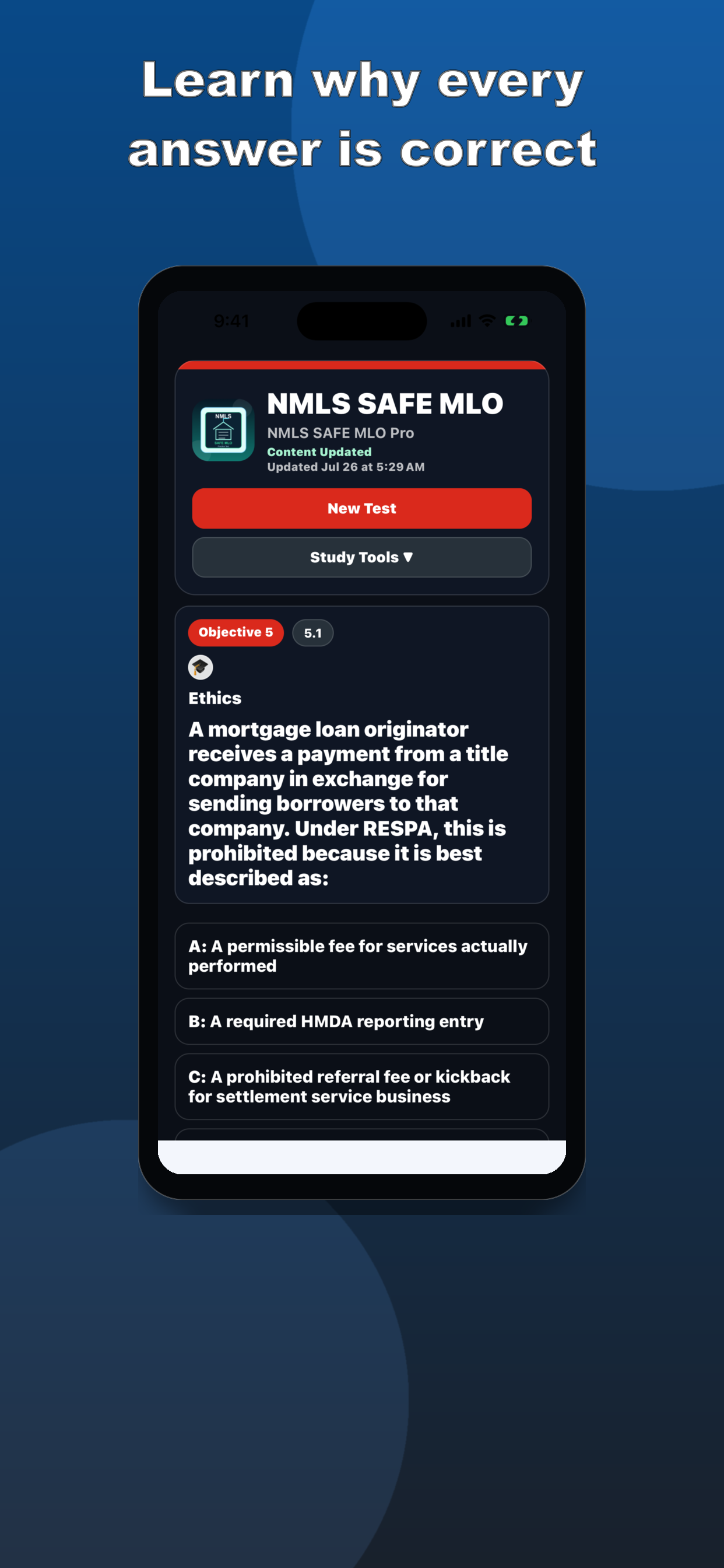 NMLS SAFE MLO Practice Test screenshot 3