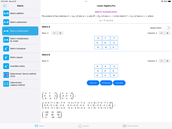Screenshot #4 pour Linear Algebra Pro