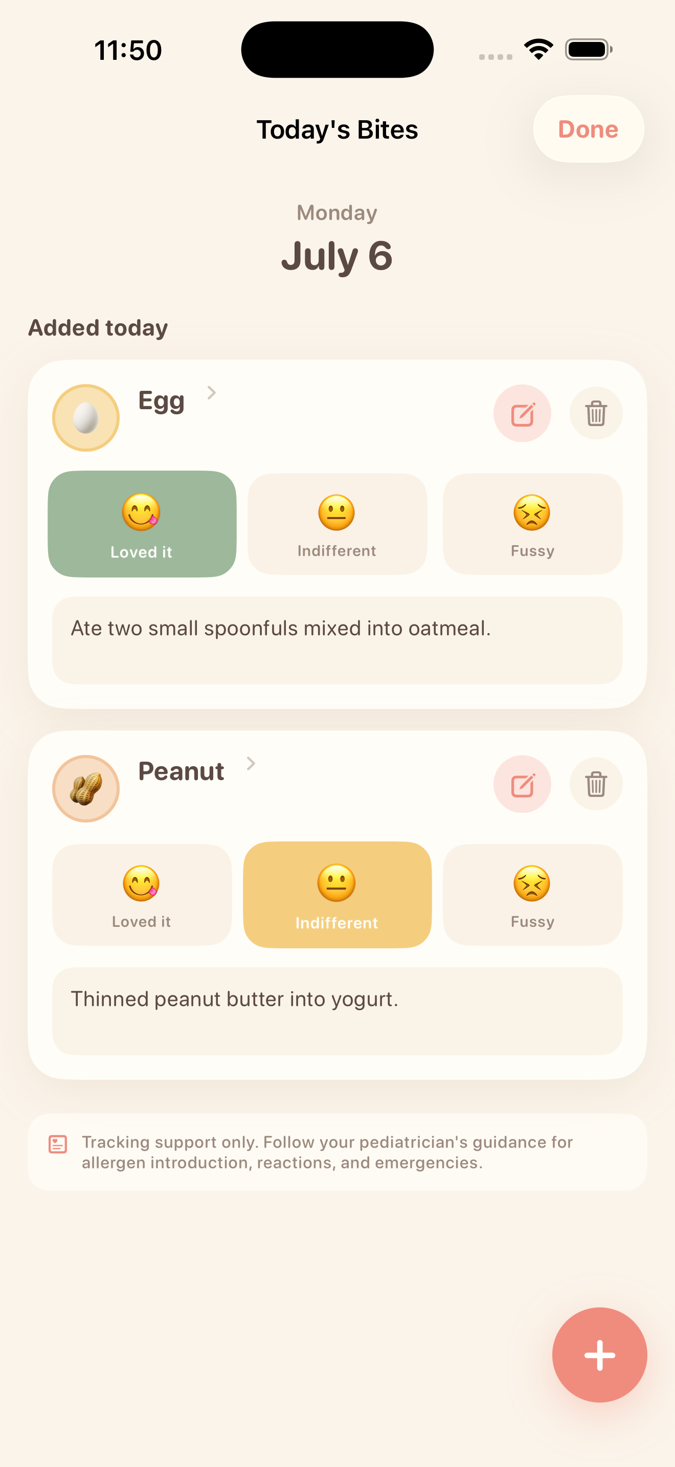 BabyBites - Allergan Tracker screenshot 3