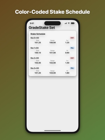 Grade Stake Cut & Fill Calc iPad screenshot