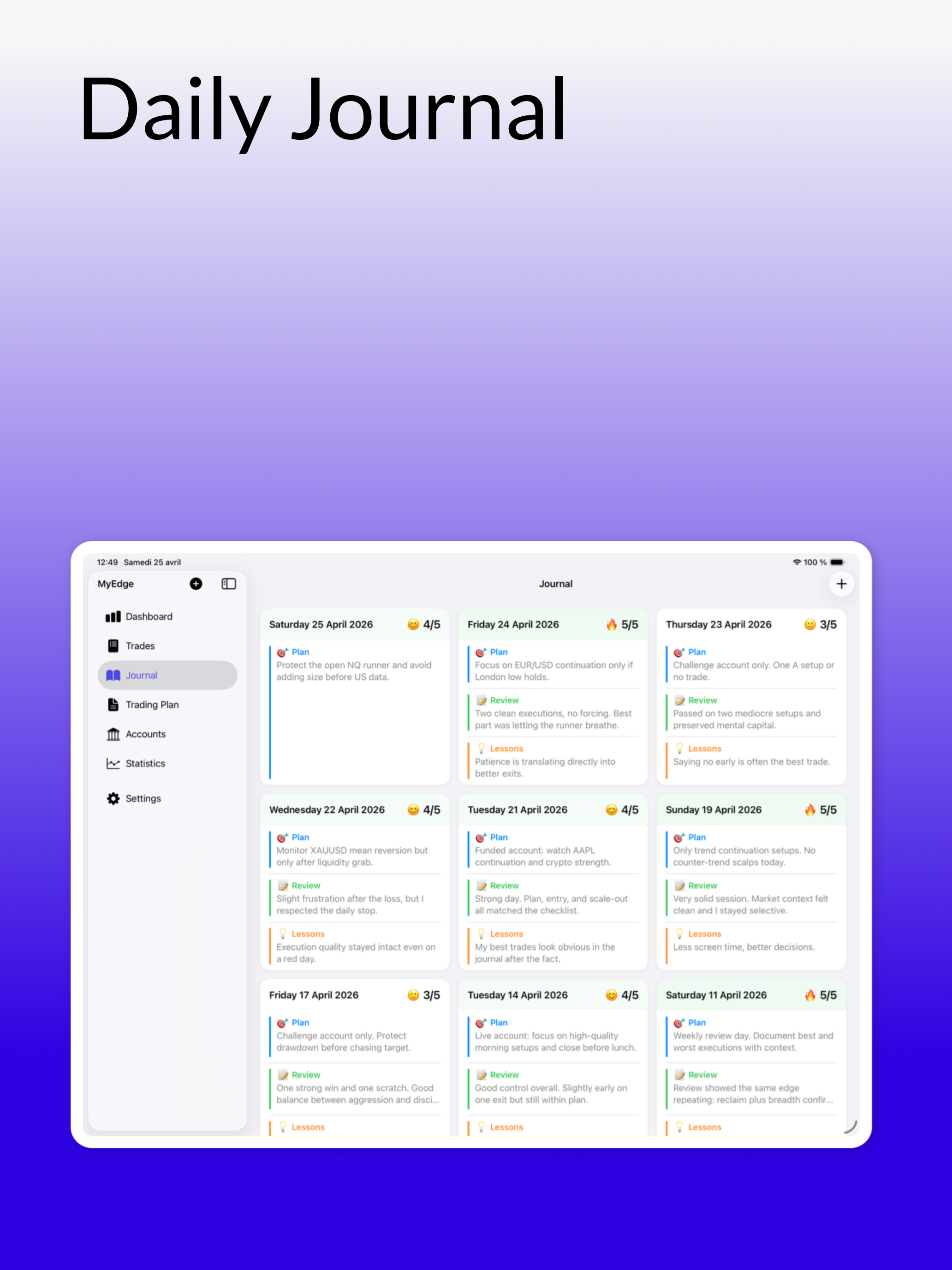 MyEdge Trading Journal