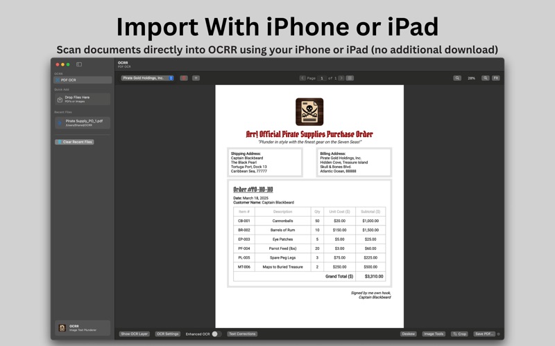 OCRR app screenshot