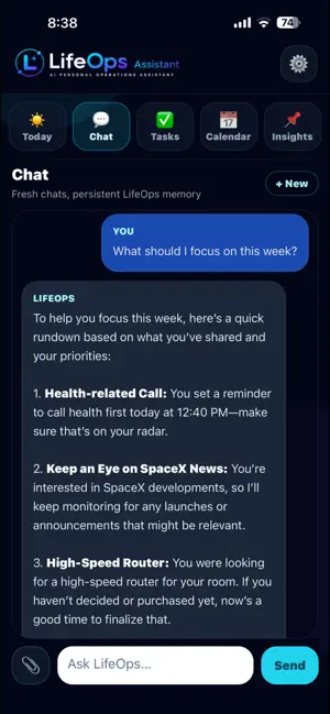 LifeOps Assistant screenshot 2