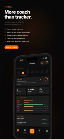 Gymbell - workout tracker Screenshot 1 of 6