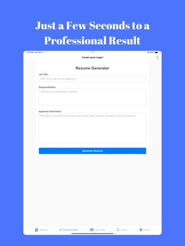 Resume AI Cover Letter Builder iPad screenshot