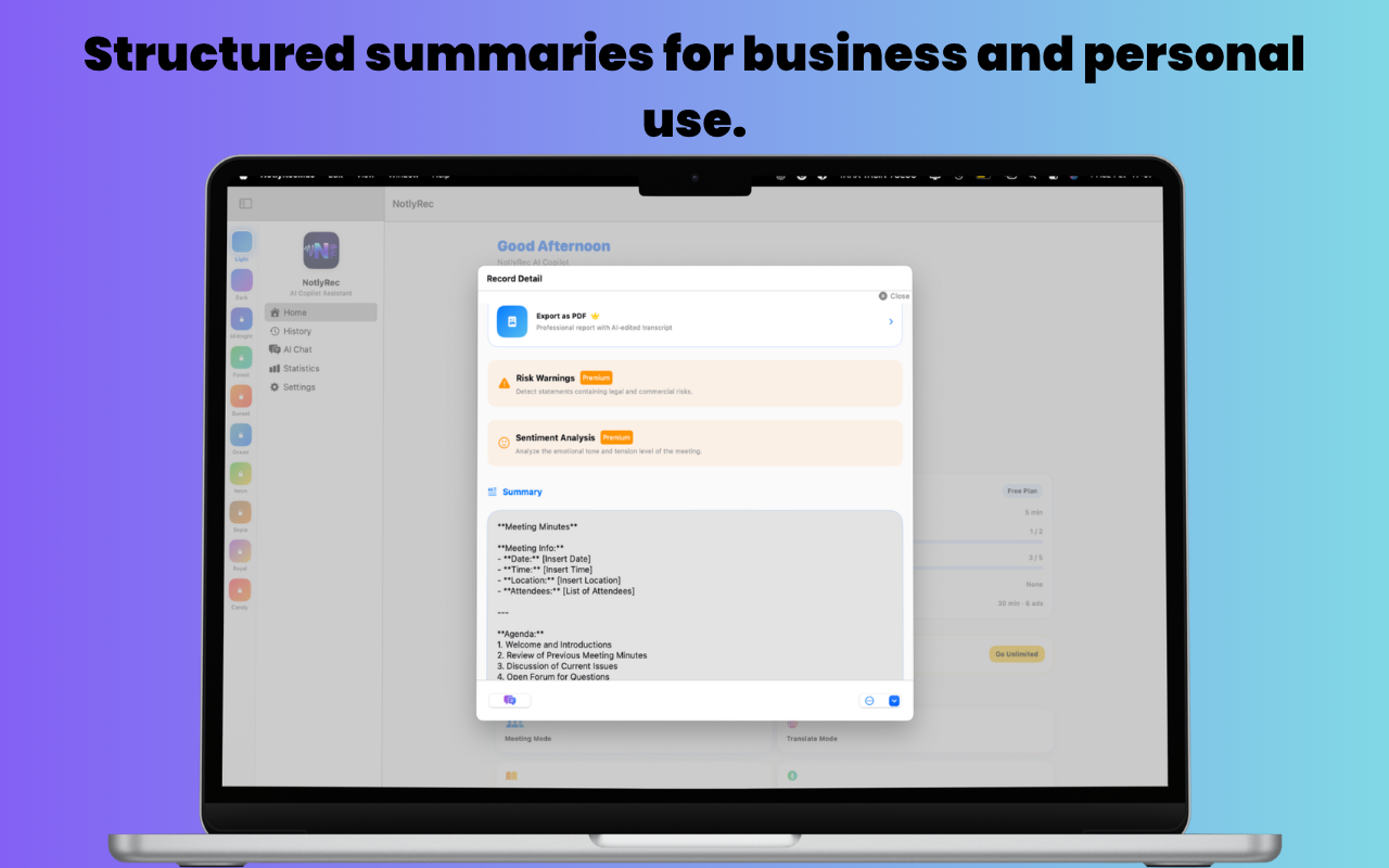 NotlyRec – Meeting Assistant