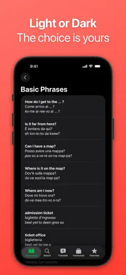 Captura de pantalla de SpeakEasy Italian Phrasebook en iPhone 6
