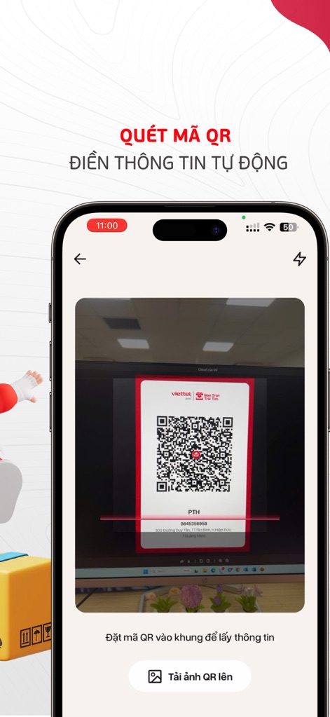 Viettel Post - Utilize the app's efficient QR scanning functionality, enabling automatic information filling by positioning a QR code within the frame or uploading an image.