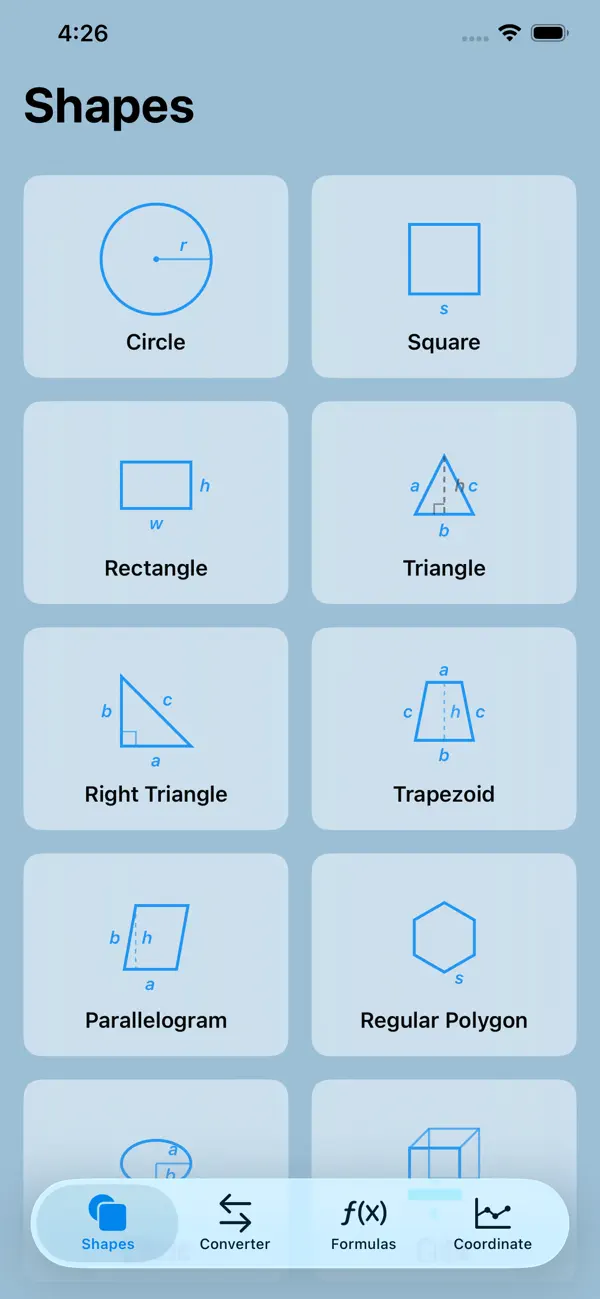 Screenshot #1 pour Geometry & Formula Calculator