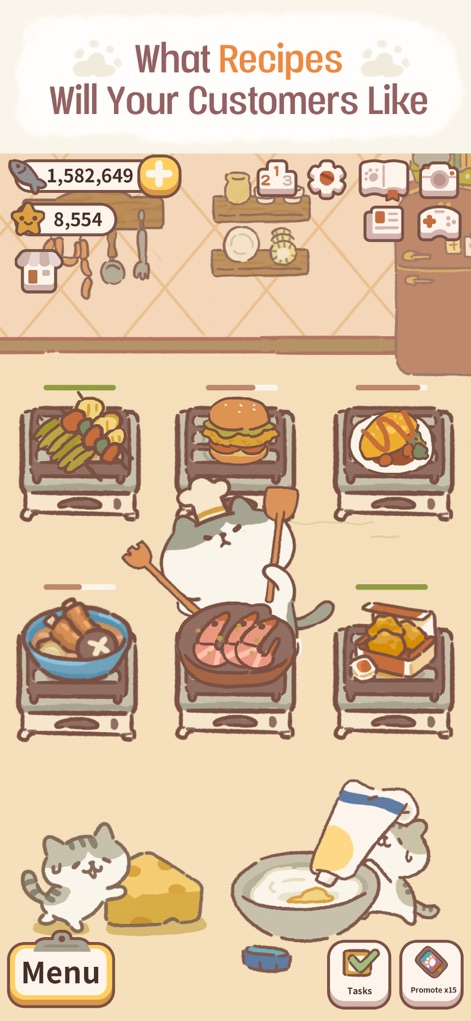 animal restaurant - Dive into the diverse menu, featuring delightful dishes like shrimp stir-fry and hearty burgers, prepared by the app's skilled feline chefs.