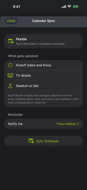 Florida Football Schedules screenshot 2