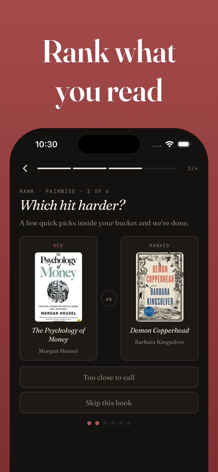 bookworm: your reading, ranked iphone screenshot 1