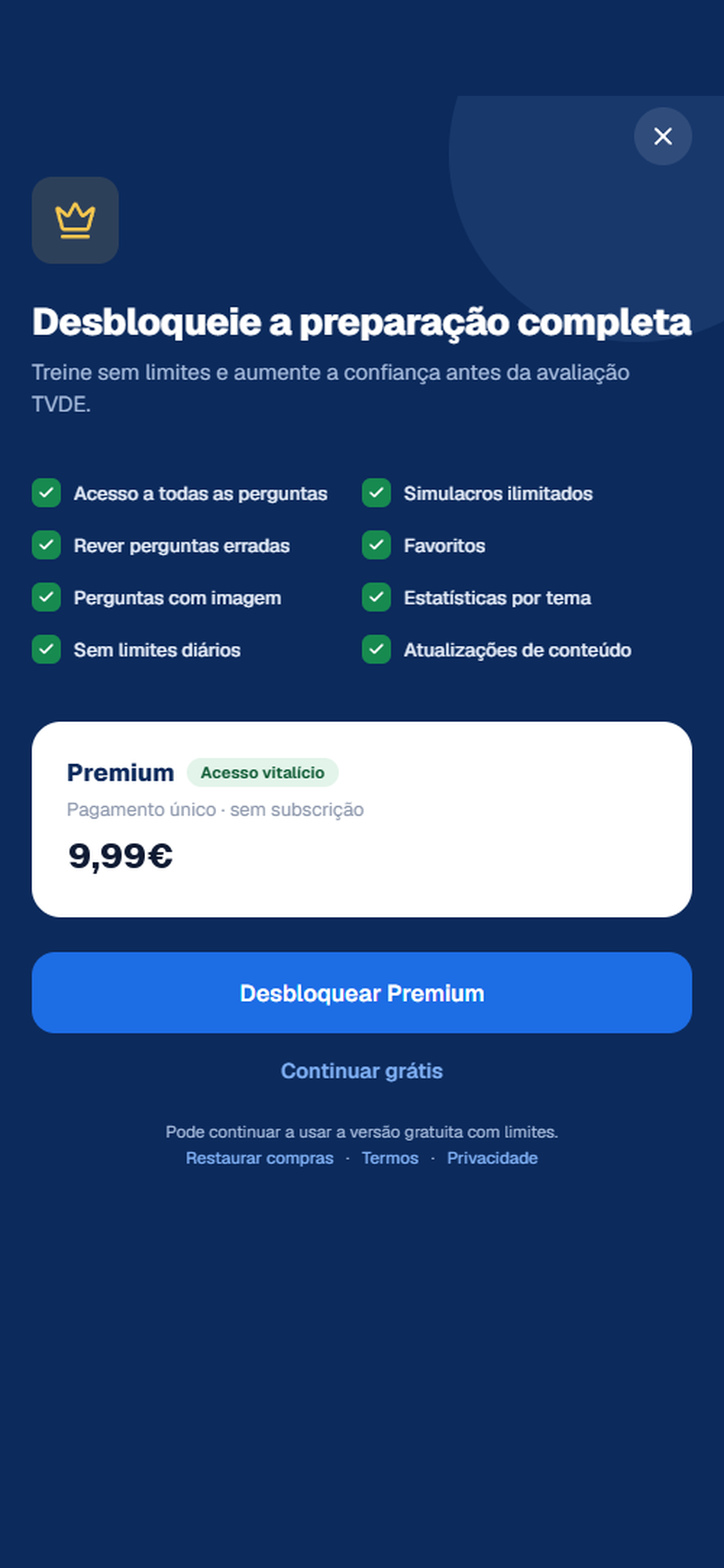 Testes TVDE Pro screenshot 2