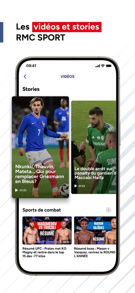 RMC Sport News, score en live - Cet outil met à disposition des utilisateurs des stories immersives et des résumés de combats, offrant une expérience visuelle riche et variée.