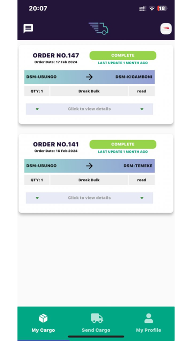 Beba Logistics - Client screenshot