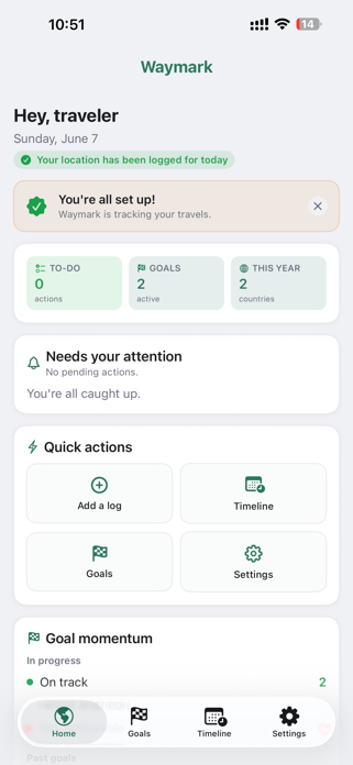 Waymark: Travel Tracker Screenshot 1 of 5